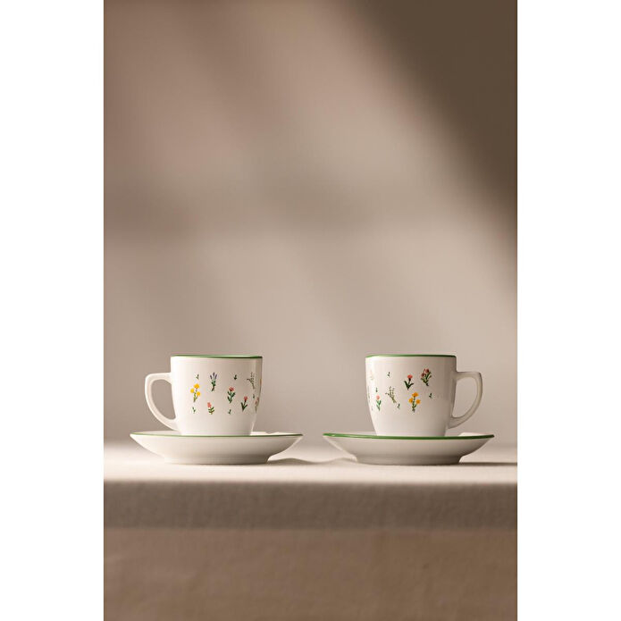 Rakle Botanical Seramik 2'li Kahve Fincan Takımı 110 Cc