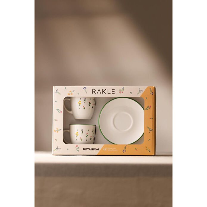 Rakle Botanical Seramik 2'li Kahve Fincan Takımı 110 Cc