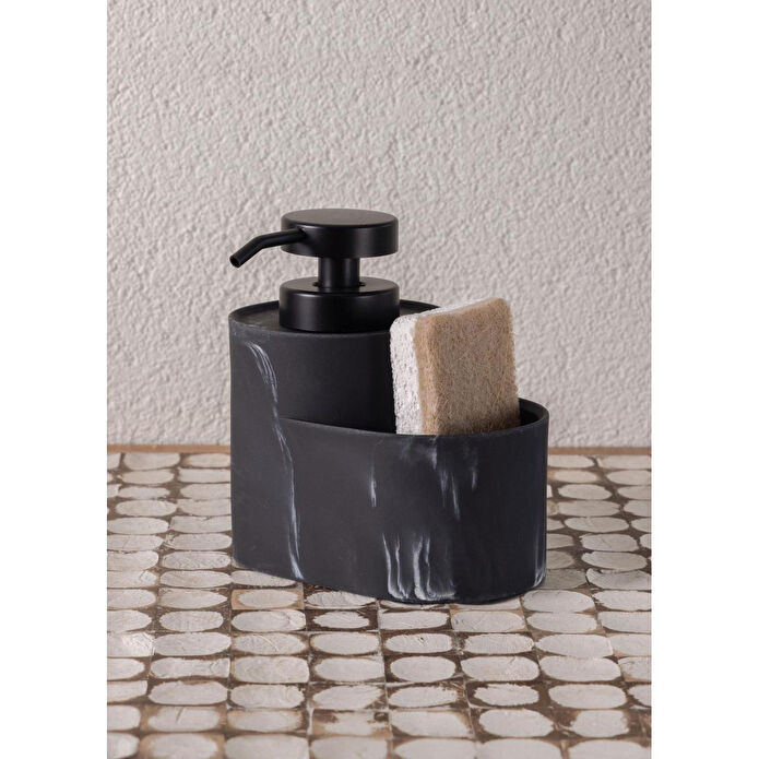 The Mia Marble Süngerli Sıvı Sabunluk Siyah 400 Ml