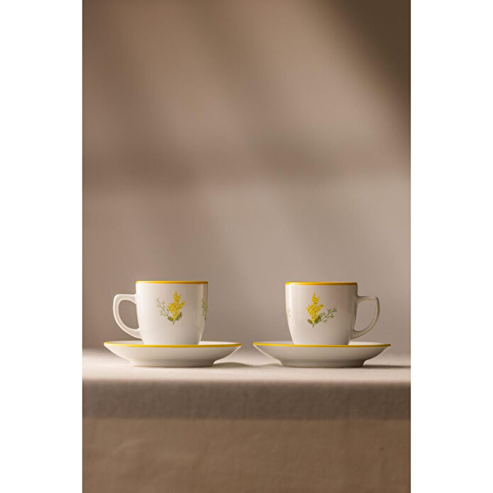 Rakle Mimoza Seramik 2'li Kahve Fincan Takımı 110 Cc