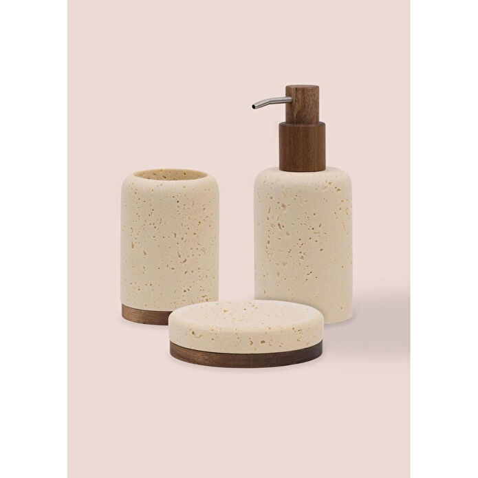 The Mia Travertine Banyo Seti Bej 3 Parça