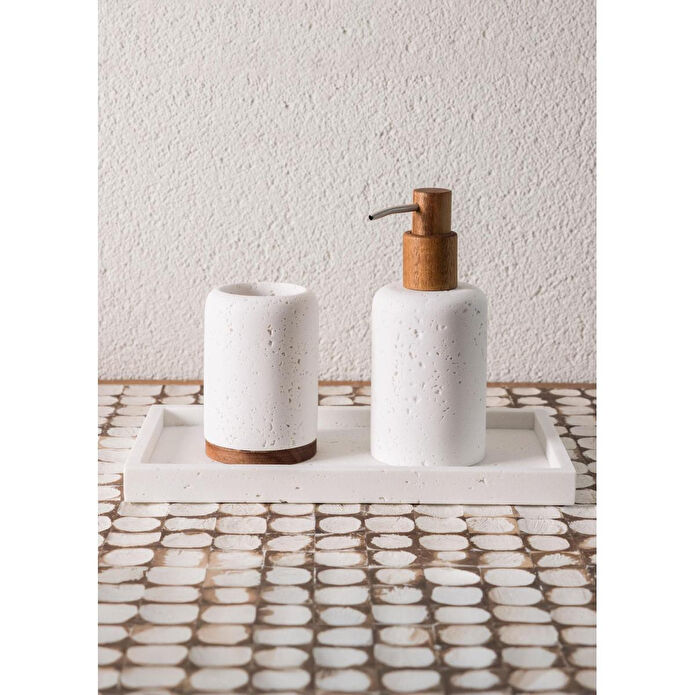 The Mia Travertine Banyo Tepsisi Beyaz 28x16x3 Cm