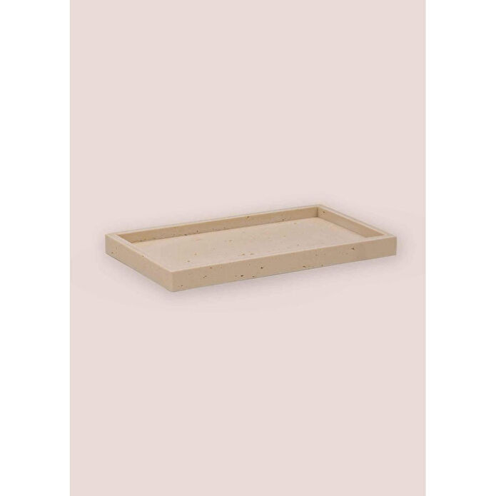 The Mia Travertine Banyo Tepsisi Bej 28x16x3 Cm