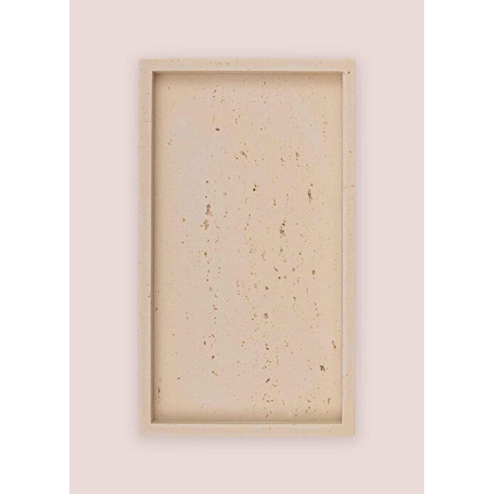 The Mia Travertine Banyo Tepsisi Bej 28x16x3 Cm