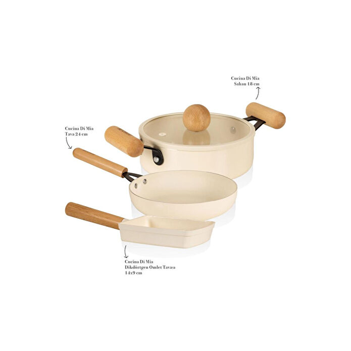 The Mia Cucina Di Mia İndüksiyon Tabanlı Seramik Sahan Tava Seti 4 Parça