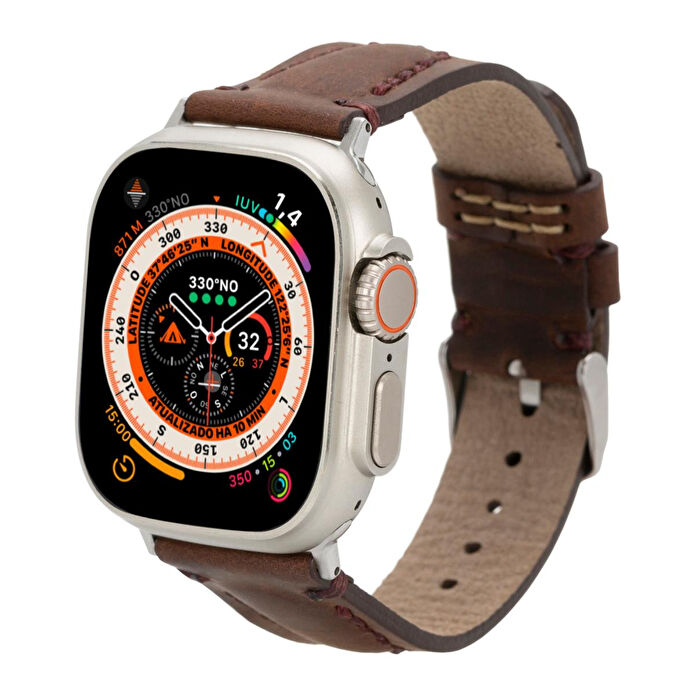 Bloominbag Bloomstrap Avilla Coffee Hakiki Deri Apple Watch Kayışı-44/45/46/49mm