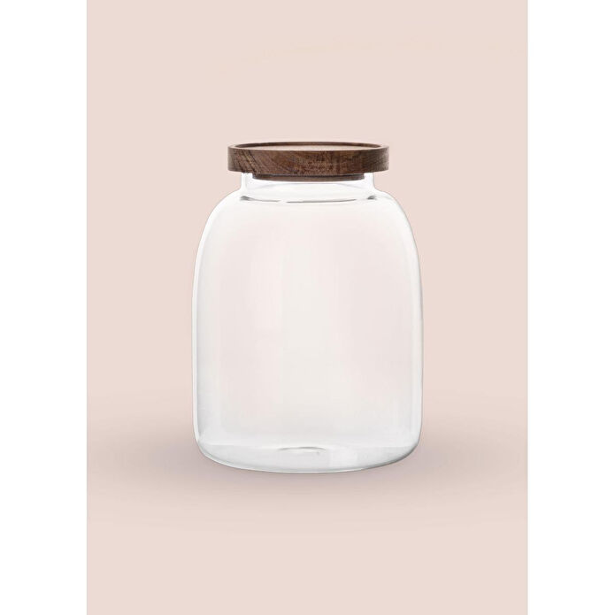 The Mia Ahşap Kapaklı Cam Kavanoz 14x19 Cm Cam0505