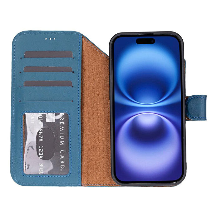Bloominbag Bloomcase Magic Wallet Midnight Blue Hakiki Deri Iphone 17air(6.5