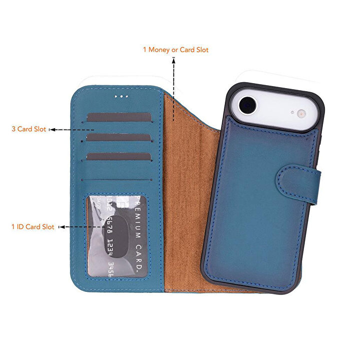 Bloominbag Bloomcase Magic Wallet Midnight Blue Hakiki Deri Iphone 17air(6.5