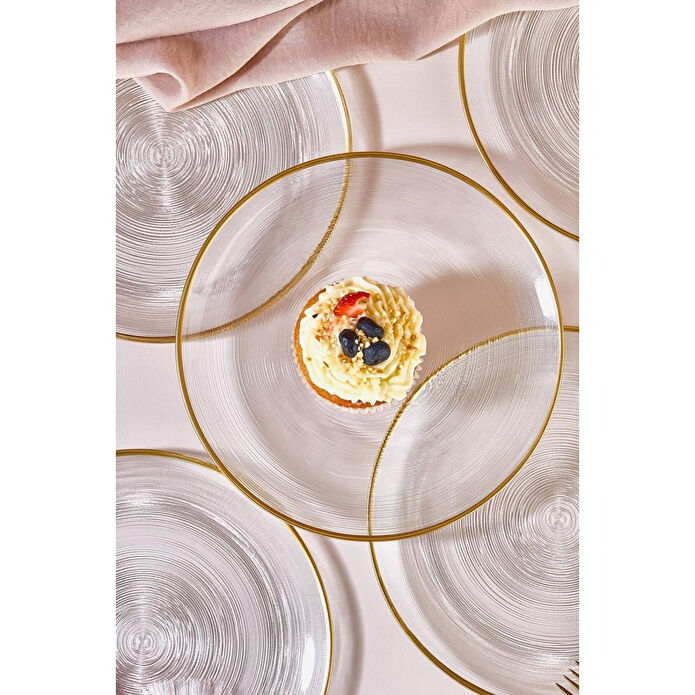 Lora Bianca Ares 6 Parça Pasta/kek/tatlı Tabağı Seti Şeffaf