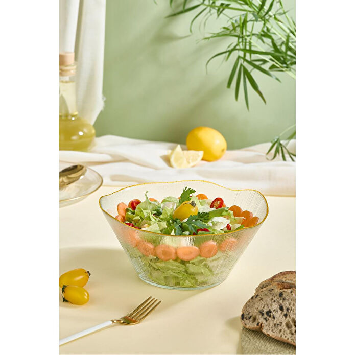 Lora Bianca Ekol Büyük Boy Cam Salata Kasesi - 21 Cm Beyaz