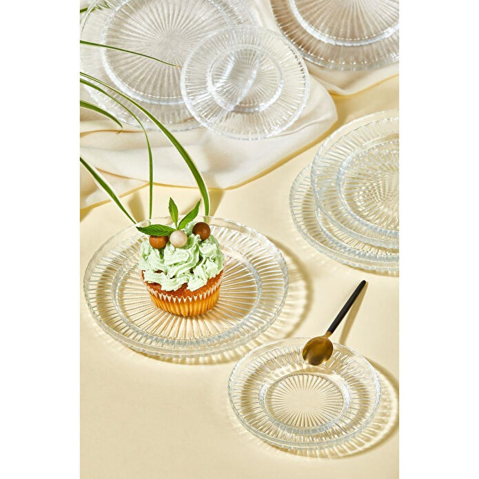 Lora Bianca Riva 12 Parça Çay Ve Pasta/tatlı Tabağı Seti Şeffaf