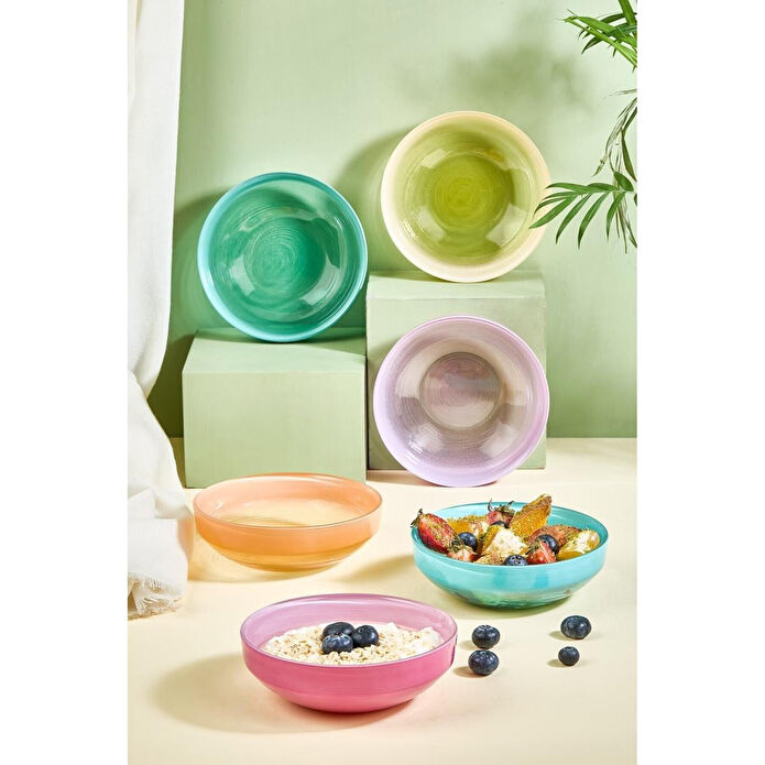 Lora Bianca Ip Rainbow 6 Parça Cam Dondurma/çerez/meze/meyve Kase Seti Karışık