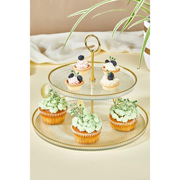 Lora Bianca Paris 3 Parça Pasta/kek/tatlı Sunum Standı Şeffaf