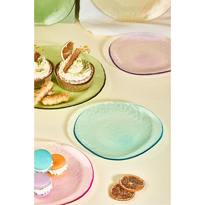 Lora Bianca Flare 12 Parça Renkli Servis Tabağı Ve Pasta Tabağı Seti Renkli