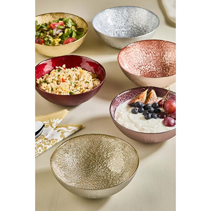 Lora Bianca Cupri 6 Parça Cam Salata/çerez/meze/meyve/tatlı Kase Seti Çok Renkli