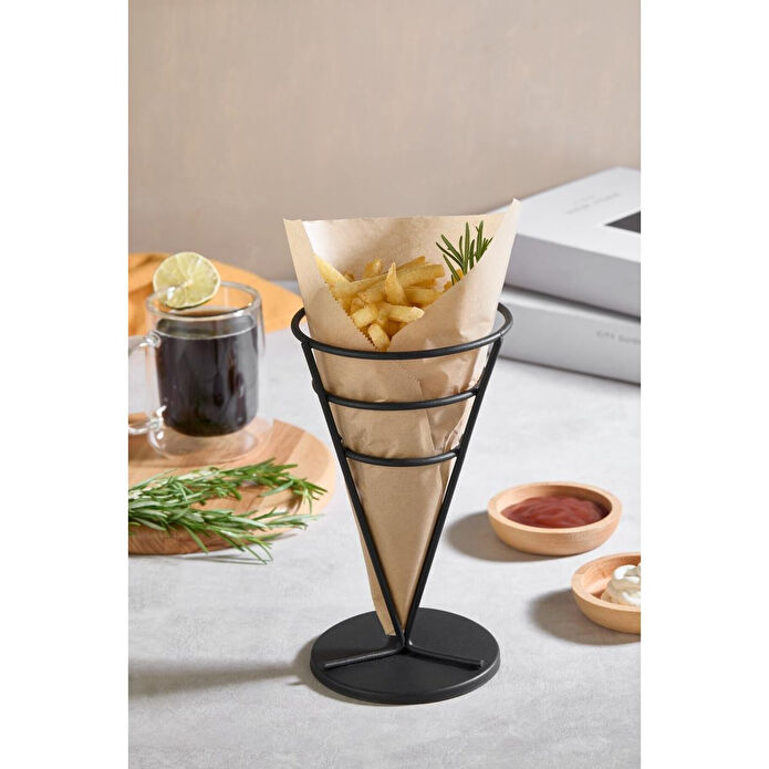 Lora Bianca Patates Kızartması Standı, Fransız Huni Metal Tel Servis Sepeti Siyah