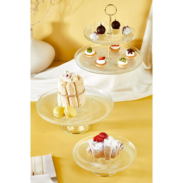 Lora Bianca Diana 5 Parça Pasta/kek/tatlı Sunum Takımı Ve Servis Standı Seti Beyaz