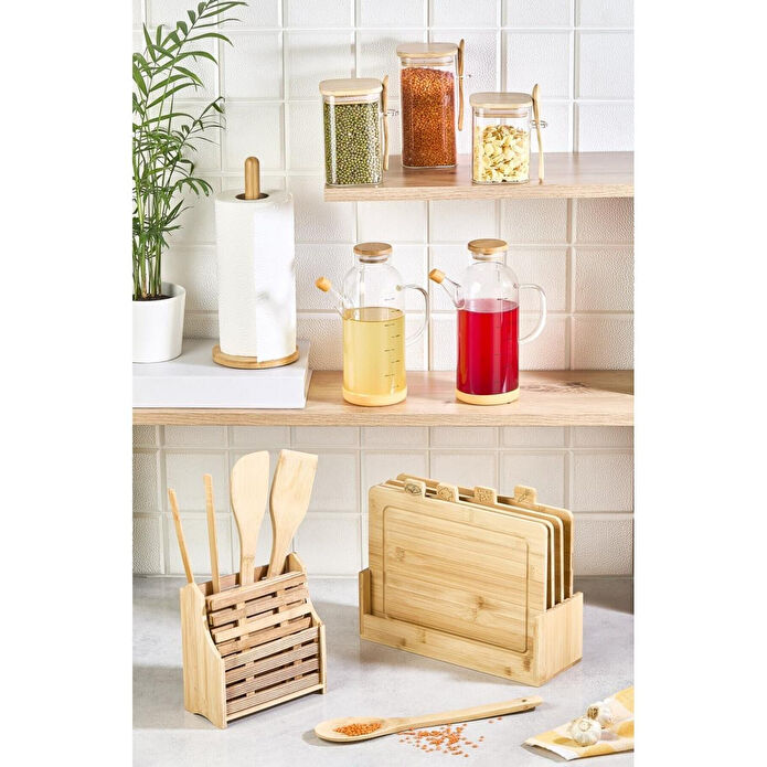 Lora Bianca 20 Parça Tezgah Üstü Bambu Set - Kesme Tahtası, Yağdanlık, Kavanoz, Havluluk, Kaşıklık, Nihale Seti 20 Parça Tezgah Üstü Bambu Set - Kesme Tahtası, Yağdanlık, Kavanoz, Havluluk, Kaşıklık, Nihale Seti