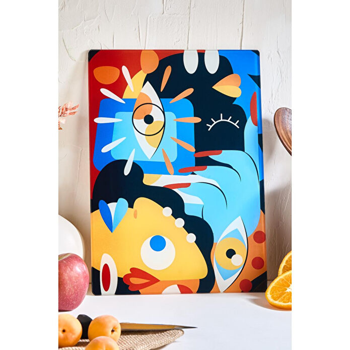 Lora Bianca Mind Cam Kesme Tahtası - 25x35 - Isıya Dayanıklı Kırılmaz Kesme Tahtası Beyaz