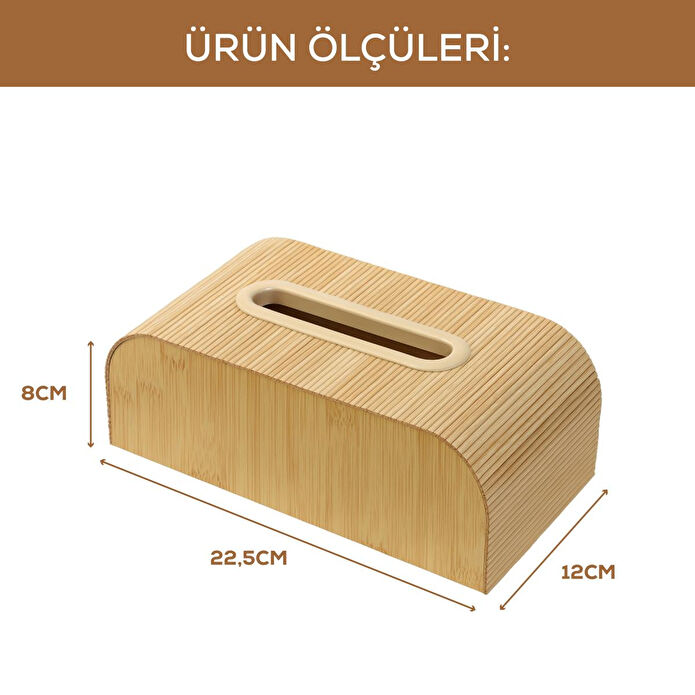 Vienev Ahşap Dikdörtgen Peçetelik – Doğal Ahşap Desenli Dekoratif Mendil Kutusu Ams1118