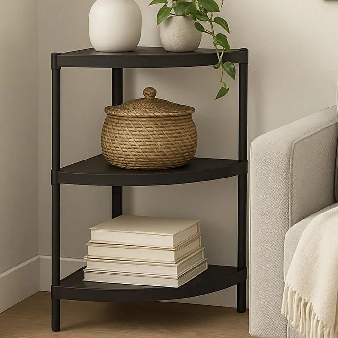 Vienev Köşe Tipi 3 Katlı Çok Amaçlı Mutfak Ve Banyo Rafı Siyah