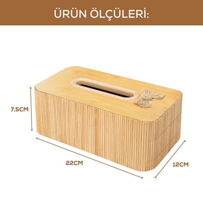 Vienev Ahşap Dikdörtgen Peçetelik – Doğal Ahşap Desenli Dekoratif Mendil Kutusu Ams1081