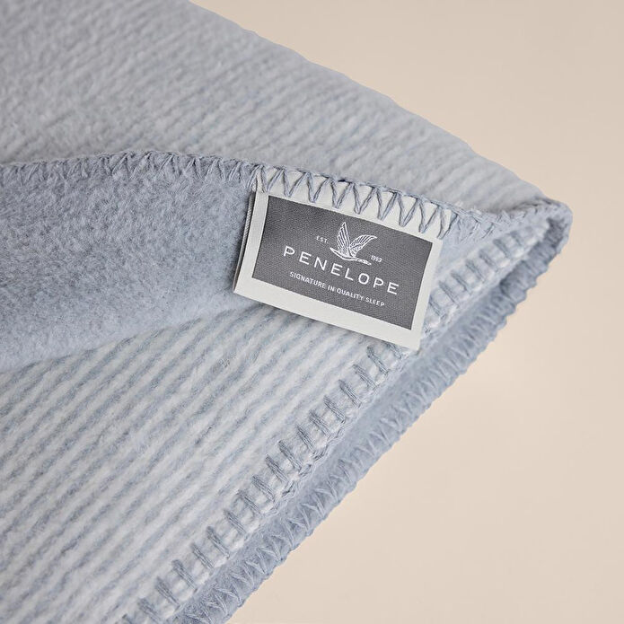 Penelope Verso Pamuklu Tek Kişilik Battaniye 150x200 Cm - Gri Mavi