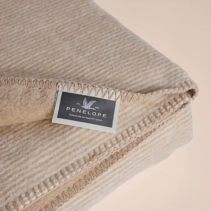 Penelope Verso Pamuklu Tek Kişilik Battaniye 150x200 Cm - Bej Krem