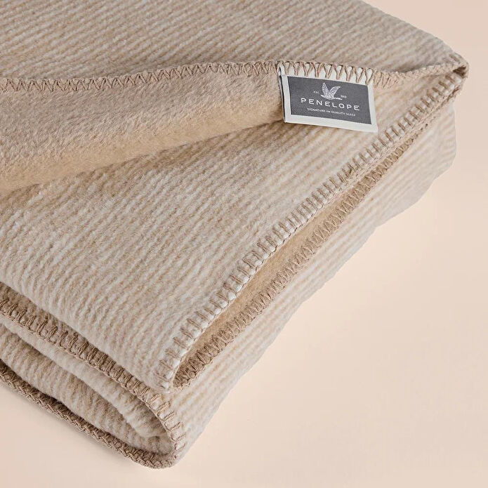 Penelope Verso Pamuklu Tek Kişilik Battaniye 150x200 Cm - Bej Krem