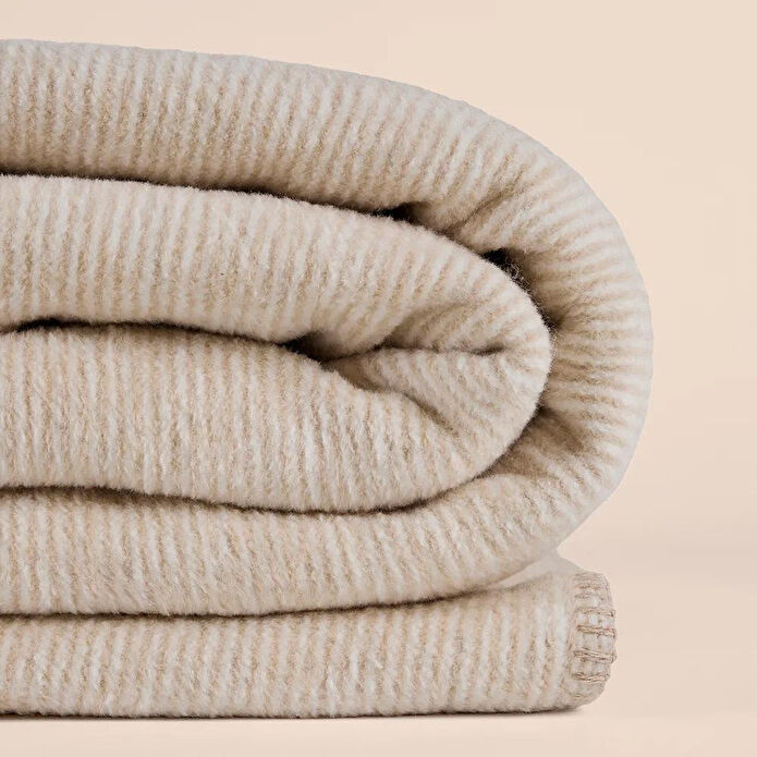 Penelope Verso Pamuklu Tek Kişilik Battaniye 150x200 Cm - Bej Krem