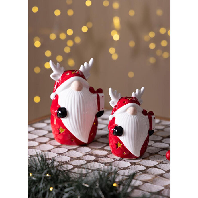 The Mia Dekoratif Yılbaşı Süsü Led Işıklı Cüce 10x8x14 Cm