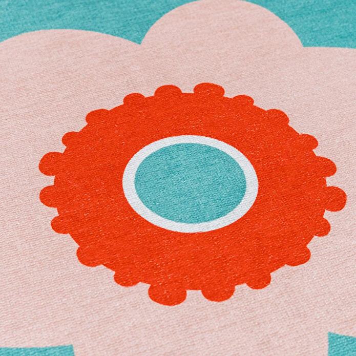 Itsy Bitsy Kids Çiçek Desenli Makinede Yıkanabilir Pamuklu Çocuk Halısı - Amulet Serisi