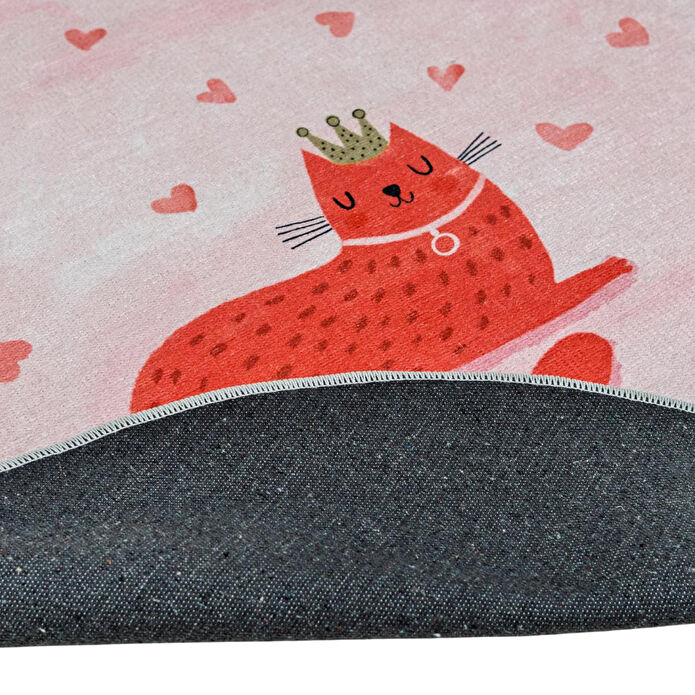 Itsy Bitsy Kids Prenses Kedi Desenli Makinede Yıkanabilir Pamuklu Çocuk Halısı - Kitty of Queen Serisi