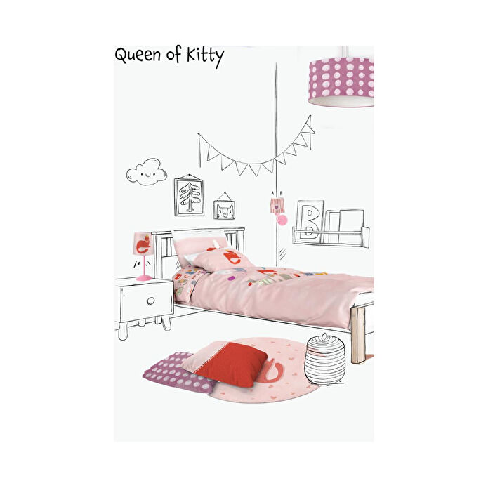 Itsy Bitsy Kids Prenses Kedi Desenli Makinede Yıkanabilir Pamuklu Çocuk Halısı - Kitty of Queen Serisi