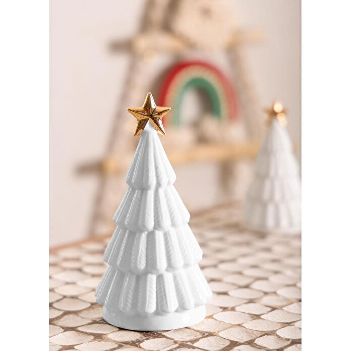 The Mia Dekoratif Led Işıklı Yılbaşı Ağacı Beyaz 8x8x14 Cm