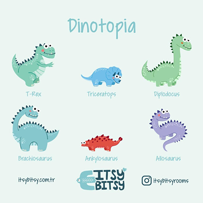 Itsy Bitsy Kids Dinotopia Çok Renkli Yıkanabilir Çocuk Halısı 120x160cm