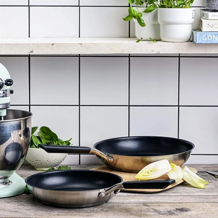 Kitchenaid Paslanmaz Çelik Kızartma Tavası Seti, Seramik Kaplama 24 Cm + 28 Cm