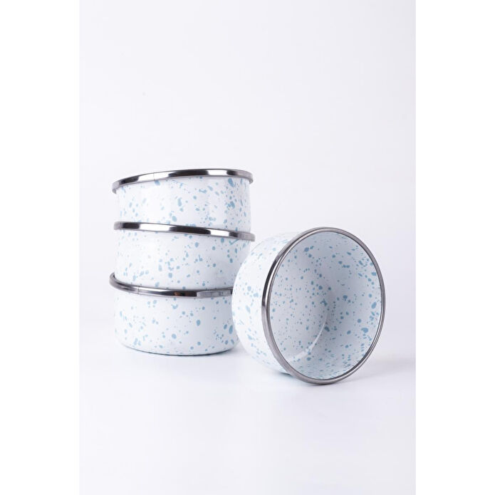 Emaylab Speckles Emaye 4’lü Kase Çerezlik, Kahvaltılık, Reçellik, Zeytinlik, Sunumluk Seti 8cm 200 Ml