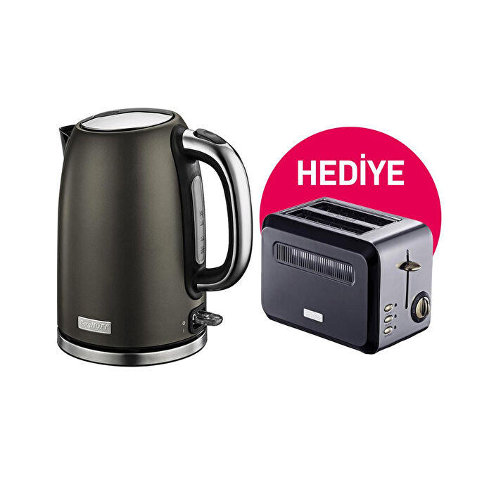 Berghoff Gem Pearl 1.7 Litre Gri Gold Modern Su Isiticisi Ve Berghoff Ekmek Kizartma Makinesi