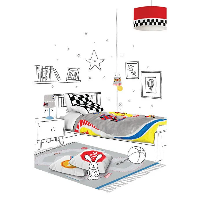 Itsy Bitsy Kids Ready Steady Go Çift Taraflı Pamuk Saten Çok Renkli Çocuk Nevresim Seti 140x200cm