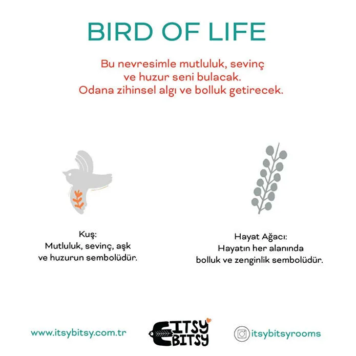 Itsy Bitsy Kids Bird Of Life Nevresim Seti, Gri, 140x200cm