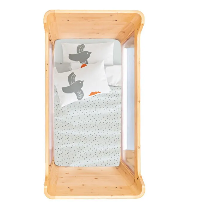 Itsy Bitsy Kids Bird Of Life Çift Taraflı Pamuk Saten Gri Bebek Nevresim Seti 100x150cm