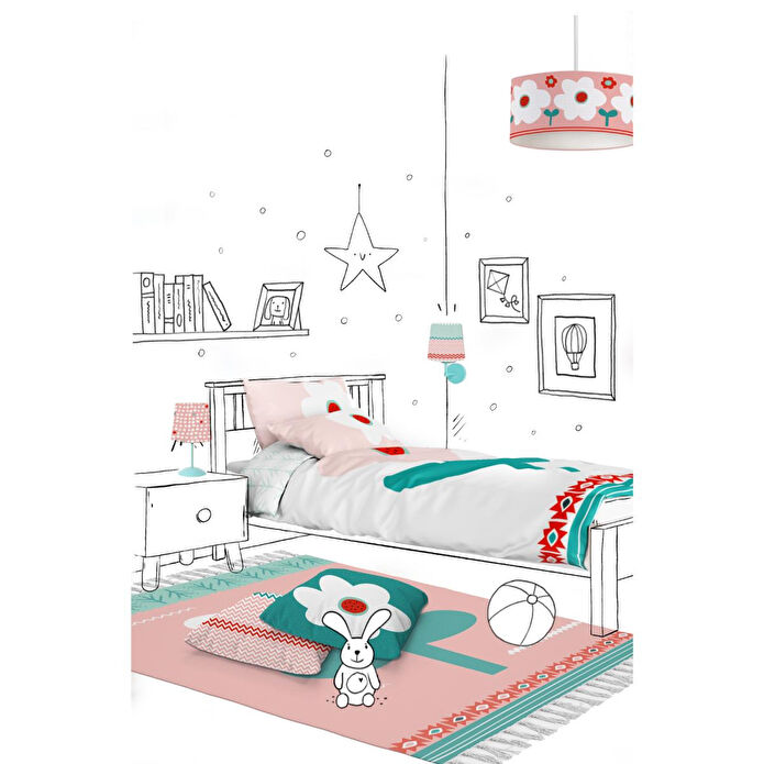 Itsy Bitsy Kids Big Flower Çift Taraflı Pamuk Saten Pembe Çocuk Nevresim Seti 140x200cm