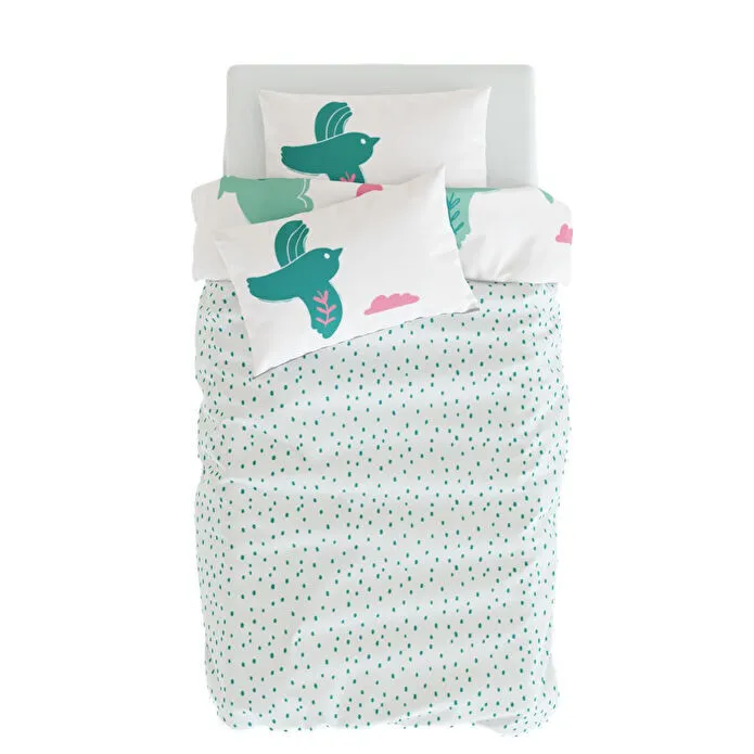 Itsy Bitsy Kids Bird Of Life Nevresim Seti, Mint Yeşili, 140x200cm