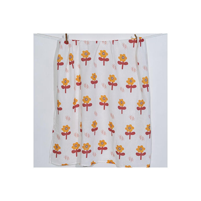 Itsy Bitsy Kids Big Flower Lemon, Müslin Bebek Örtüsü , 100x100 Cm