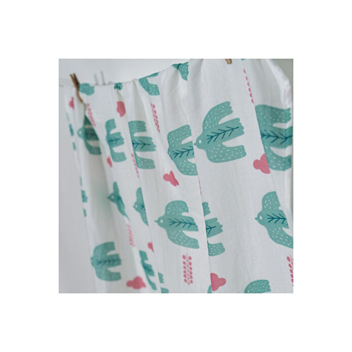 Itsy Bitsy Kids Bird Of Life Mint , Müslin Bebek Örtüsü , 100x100 Cm