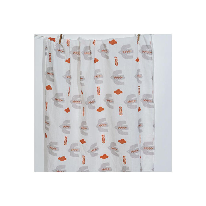 Itsy Bitsy Kids Bird Of Life Gri , Müslin Bebek Örtüsü , 70x70 Cm