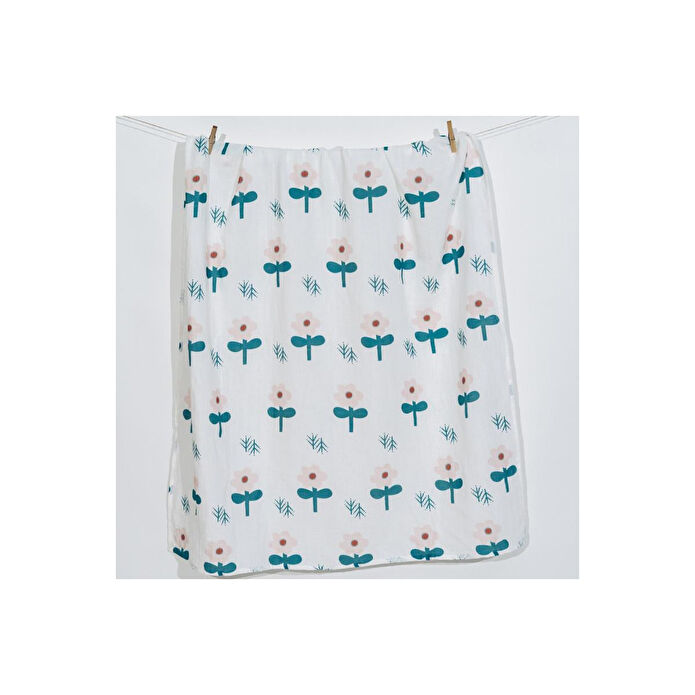 Itsy Bitsy Kids Big Flower Blossom, Müslin Bebek Örtüsü , 100x100 Cm