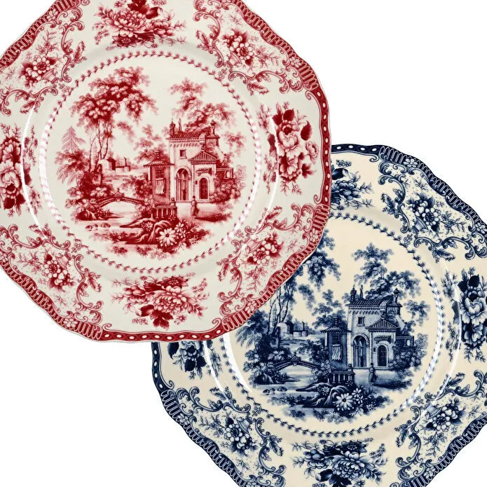 Lucky Art Florantine 27cm 6li Tabak Seti Kirmizi-mavi